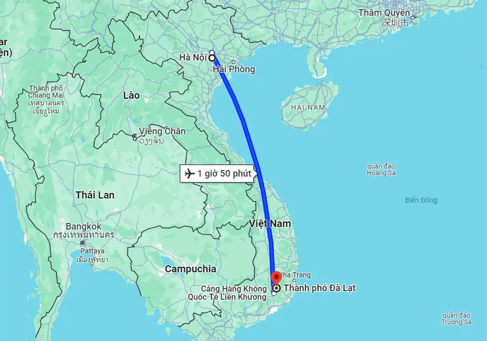 Bay từ Hà Nội vào Đà Lạt mất bao lâu?